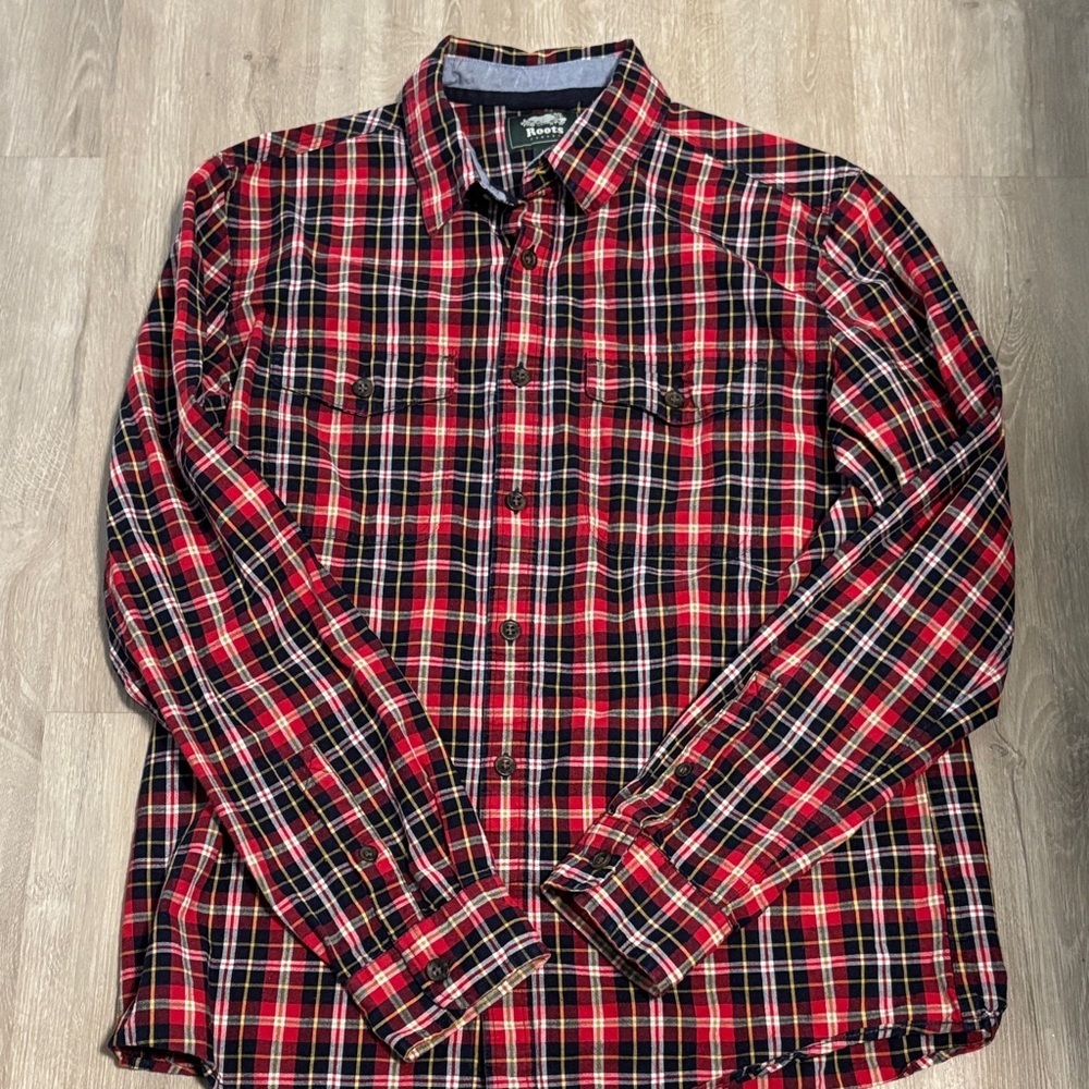 Roots Red and Black Plaid Button-Down‎ Shirt